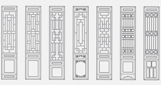 新泰常用中式仿古花窗图案隔断设计图